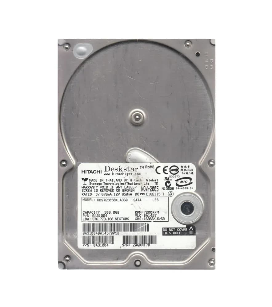 0A31004 - Hitachi 500GB 7200RPM SATA 3Gb/s 3.5-in Hard Drive