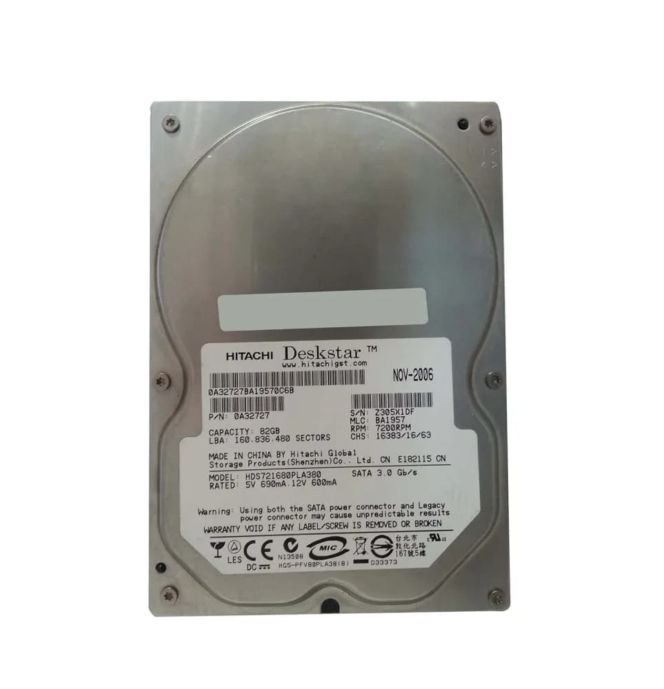 0A32727 - Hitachi 80GB 7200RPM SATA 3Gb/s 3.5-in Hard Drive