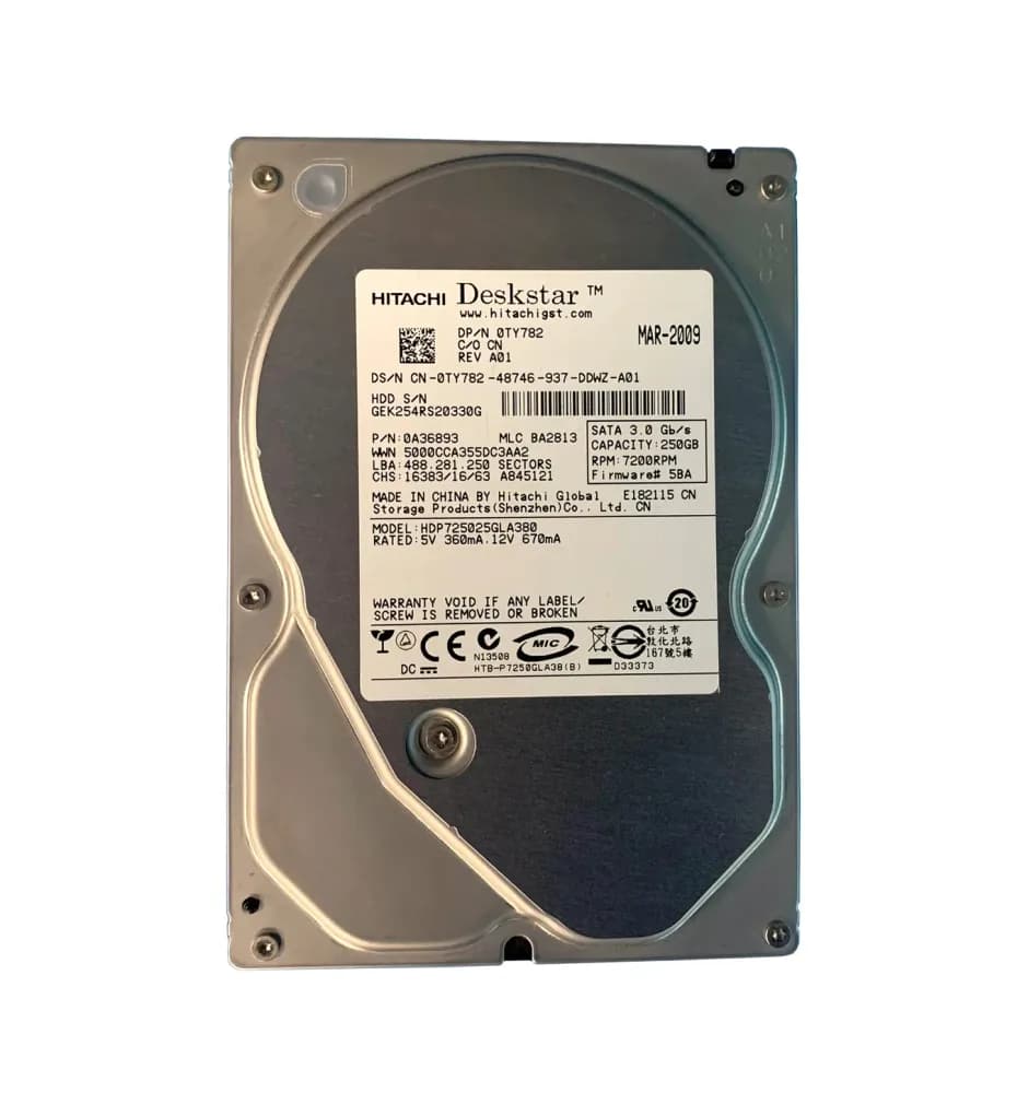 0A36893 - Hitachi 250GB 7200RPM SATA 3Gb/s 3.5-in Hard Drive