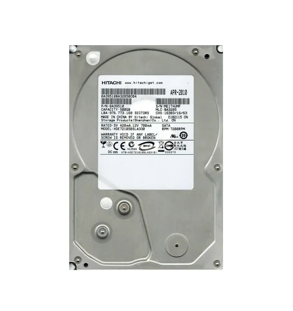 0A39510 - Hitachi 500GB 7200RPM SATA 3Gb/s 3.5-in Hard Drive