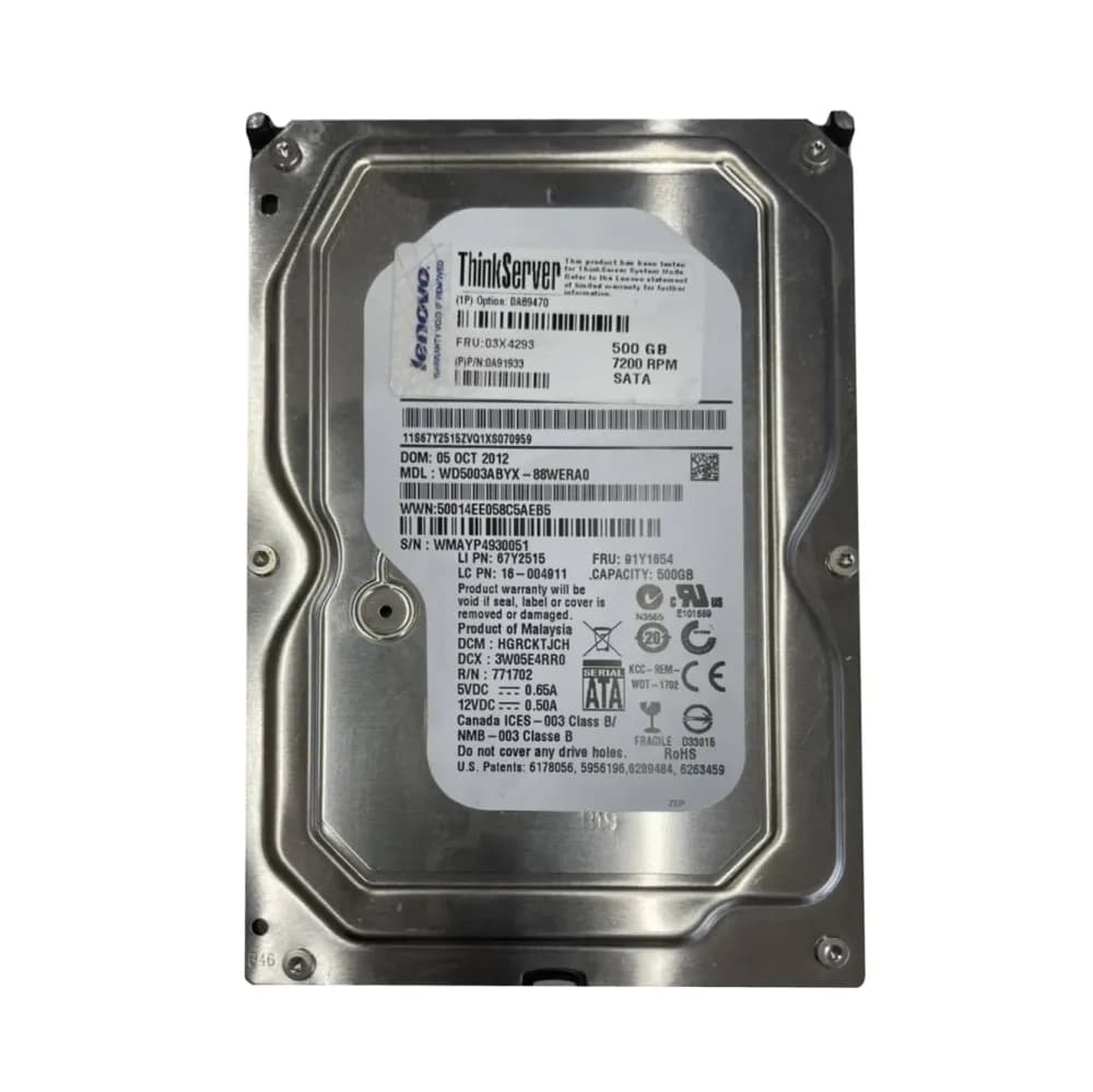 0A91933 - Lenovo 500GB 7200RPM SATA 6Gb/s 3.5-in Hard Drive