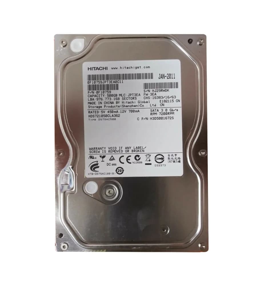 0F10759 - HGST 500GB 7200RPM SATA 3Gb/s 3.5-in Hard Drive