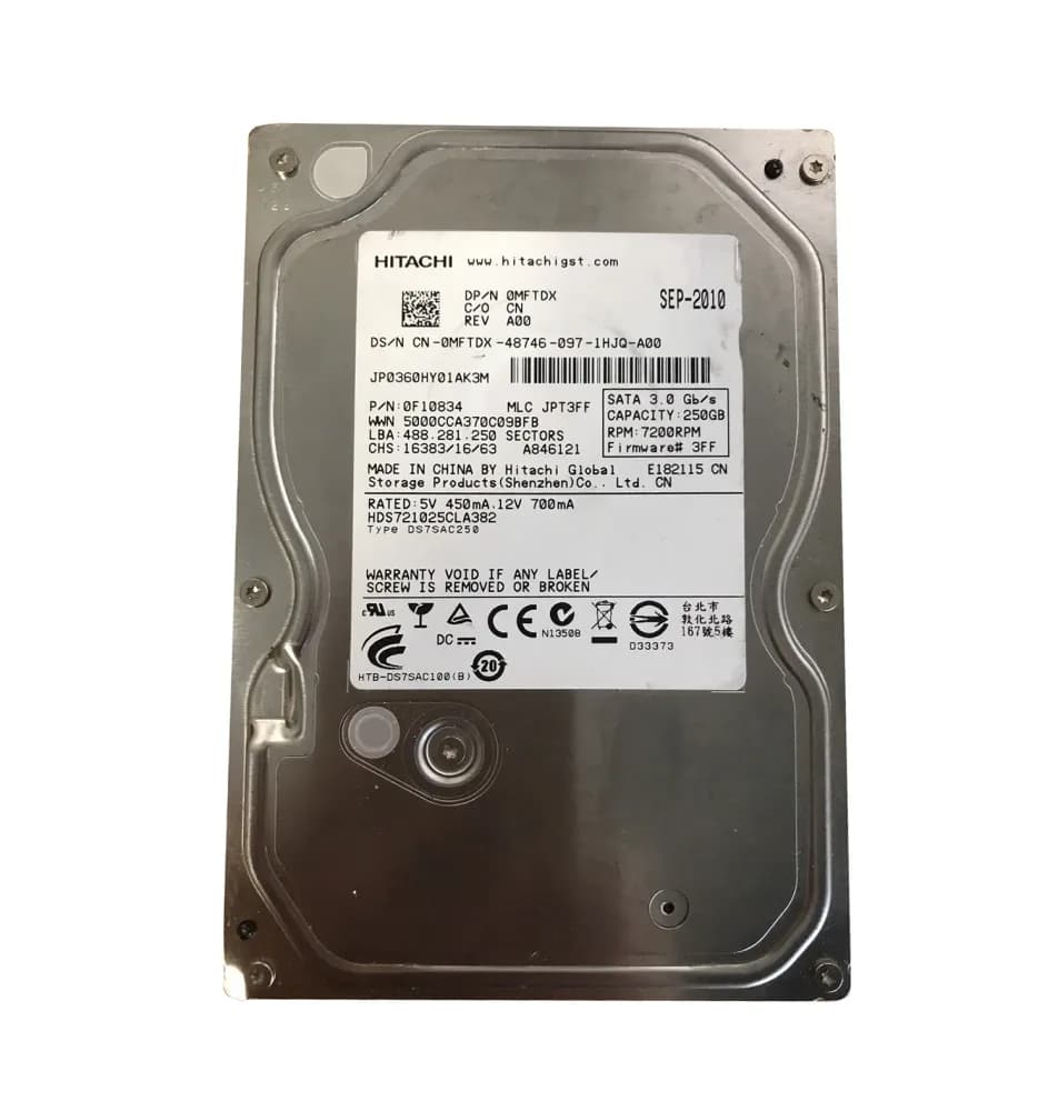 0F10834 - HGST 250GB 7200RPM SATA 3Gb/s 3.5-in Hard Drive