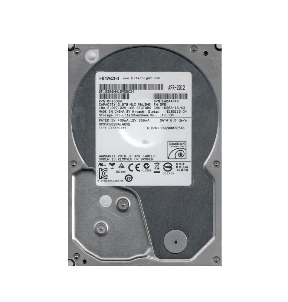 0F15366 - Hitachi 2TB 5400RPM SATA 6Gb/s 3.5-in Hard Drive