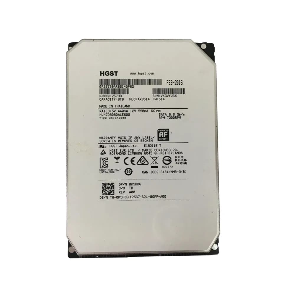 0F25739 - HGST 8TB 7200RPM SATA 6Gb/s 3.5-in Hard Drive