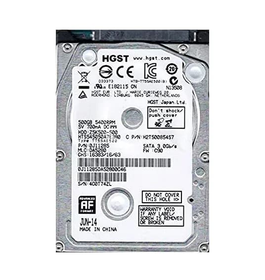 0J11285 - HGST 500GB 5400RPM SATA 3Gb/s 2.5-in Hard Drive