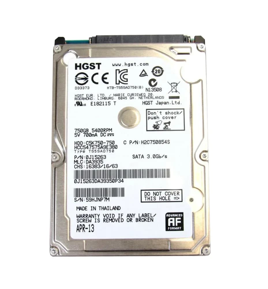 0J15263 - HGST 750GB 5400RPM SATA 3Gb/s 2.5-in Hard Drive