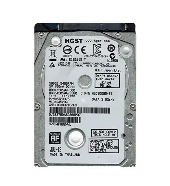 0J23375 - HGST 500GB 5400RPM SATA 3Gb/s 2.5-in Hard Drive