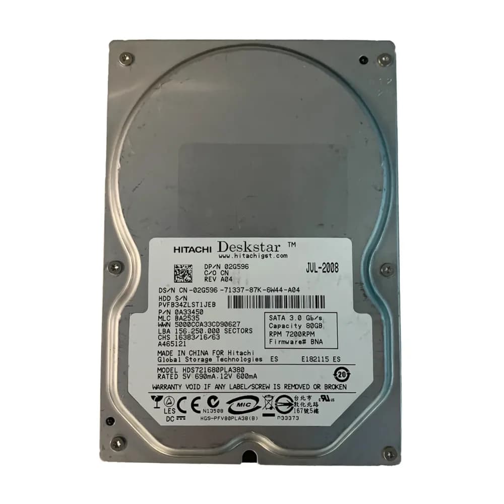 2G596 - Dell 80GB 7200RPM SATA 3Gb/s 3.5-in Hard Drive