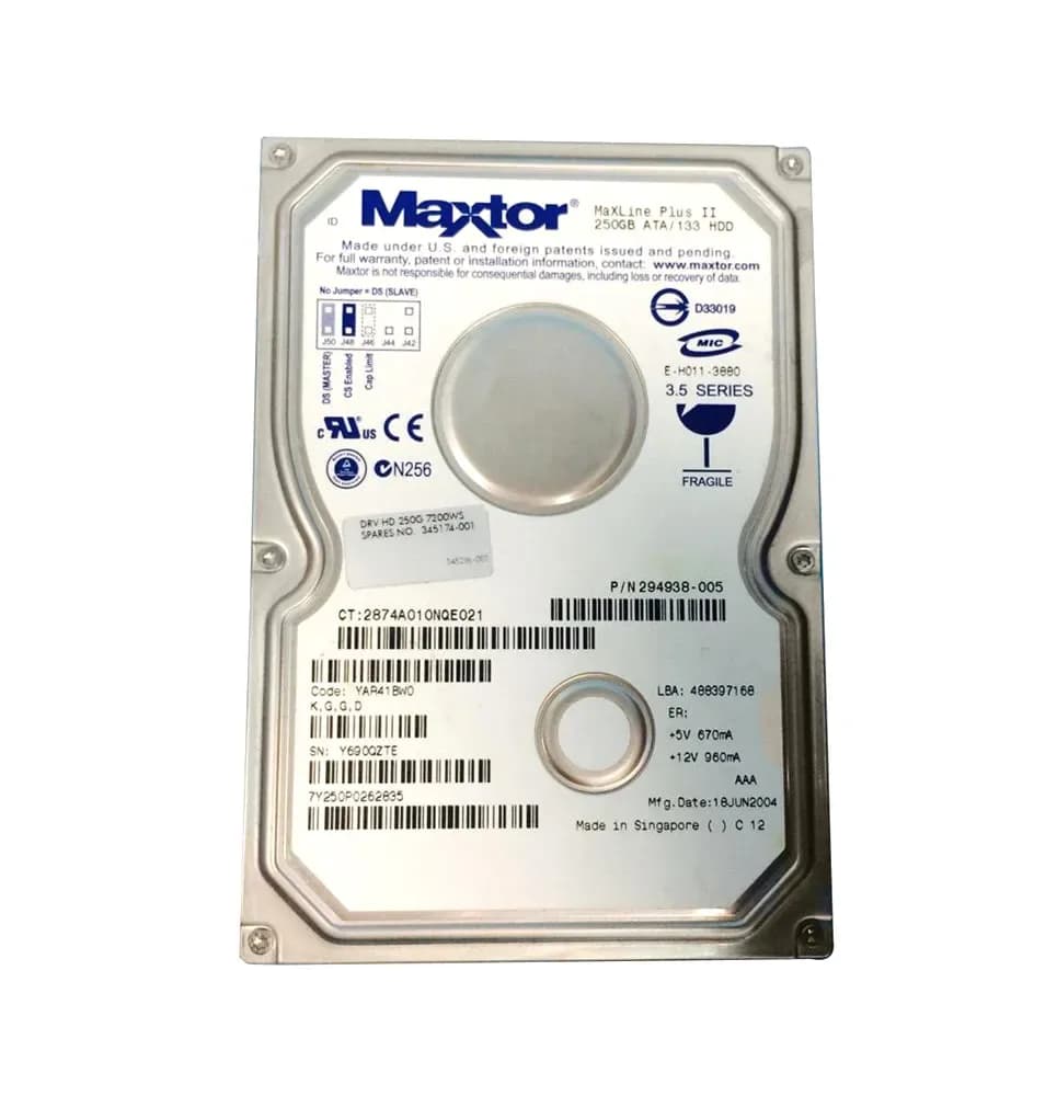 345174-001 - HP 250GB 7200RPM ATA/100 3.5-inch Hard Drive