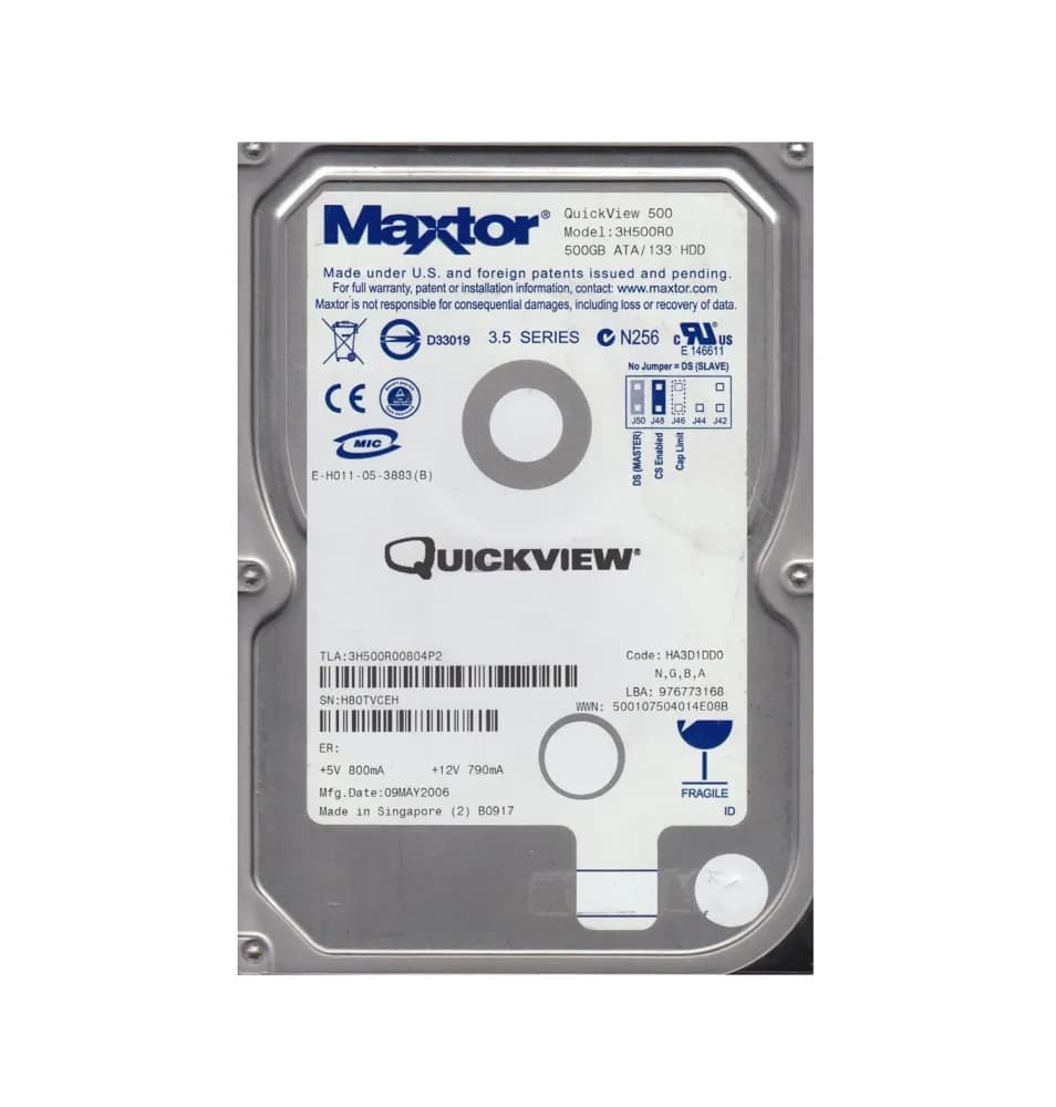 3H500R0 - Maxtor QuickView 500 500GB Ultra ATA/133 7.2K 3.5" HDD