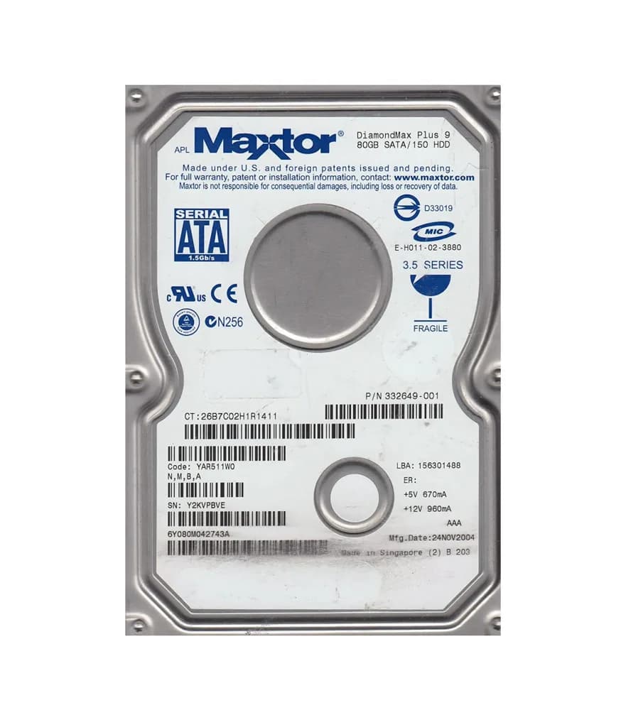 6Y080M0 - Maxtor 80GB 7200RPM SATA 1.5Gb/s 3.5-in Hard Drive