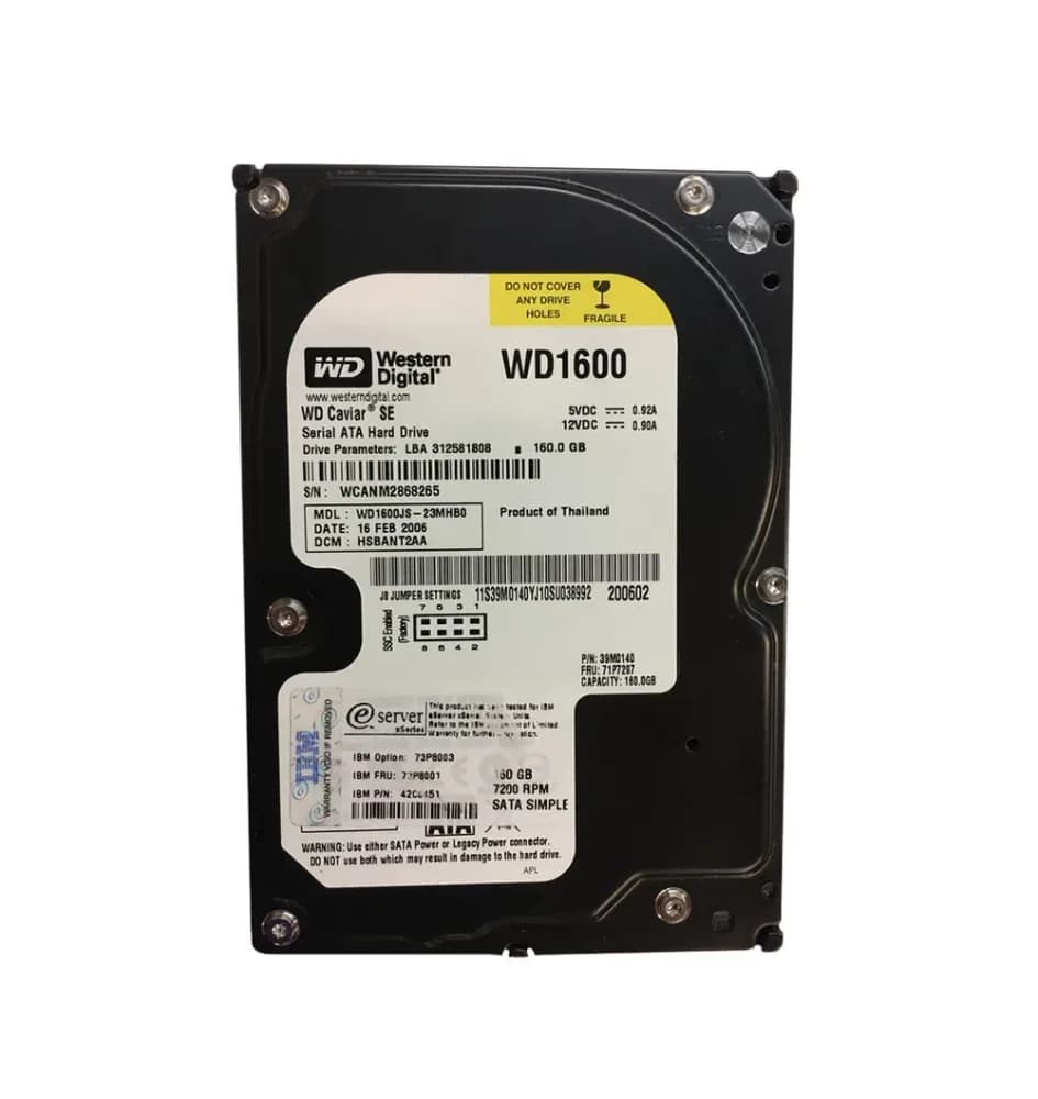 73P8001 - IBM 160GB 7200RPM SATA 1.5Gb/s 3.5-in Hard Drive