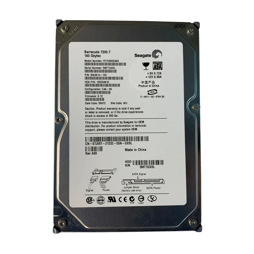 7J597 - Dell 160GB 7200RPM SATA 1.5Gb/s 3.5-in Hard Drive