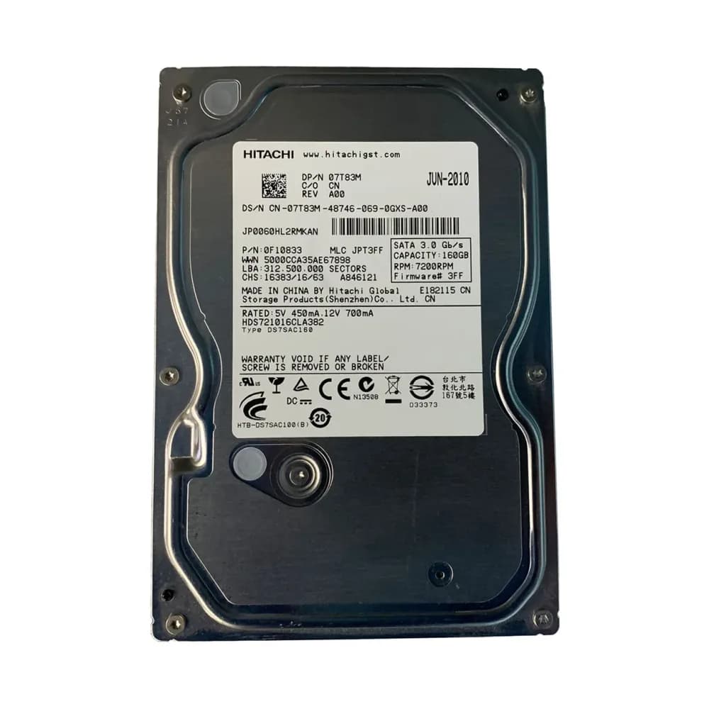 7T83M - Dell 160GB 7200RPM SATA 3Gb/s 3.5-in Hard Drive