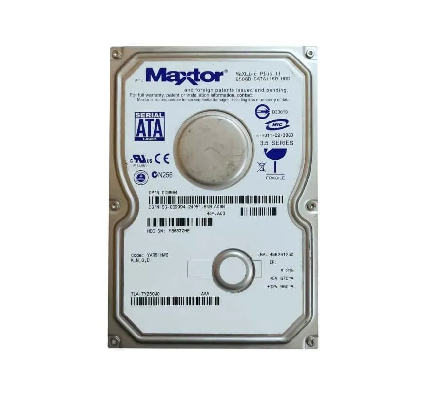 7Y250M0 - Maxtor 250GB 7200RPM SATA 1.5Gb/s 3.5-in Hard Drive