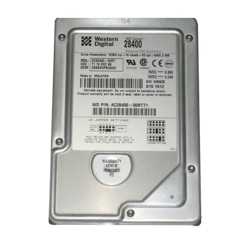 AC28400 - WD Caviar 8.4GB 5.4K EIDE 512KB Cache (512) 3.5" Hard Drive