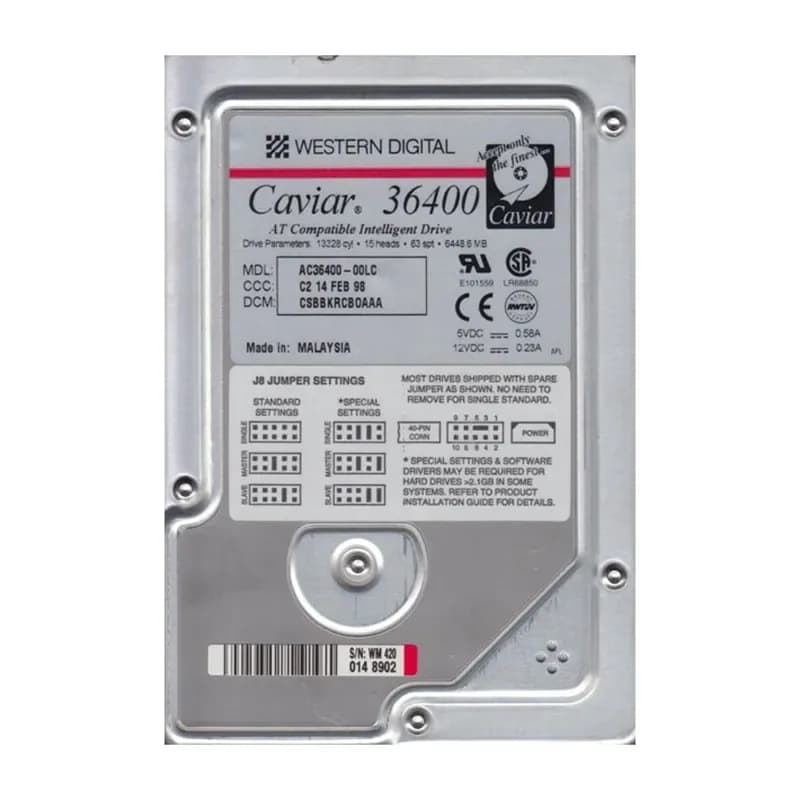AC36400 - WD Caviar 6.4GB 5400RPM EIDE 256KB Cache 3.5-Inch Hard Drive