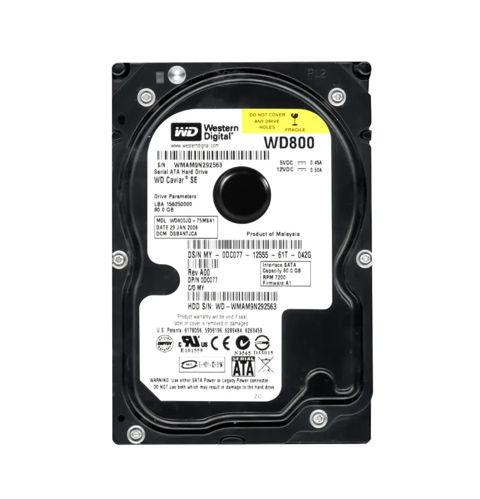 DC077 - Dell 80GB 7200RPM SATA 1.5Gb/s 3.5-in Hard Drive