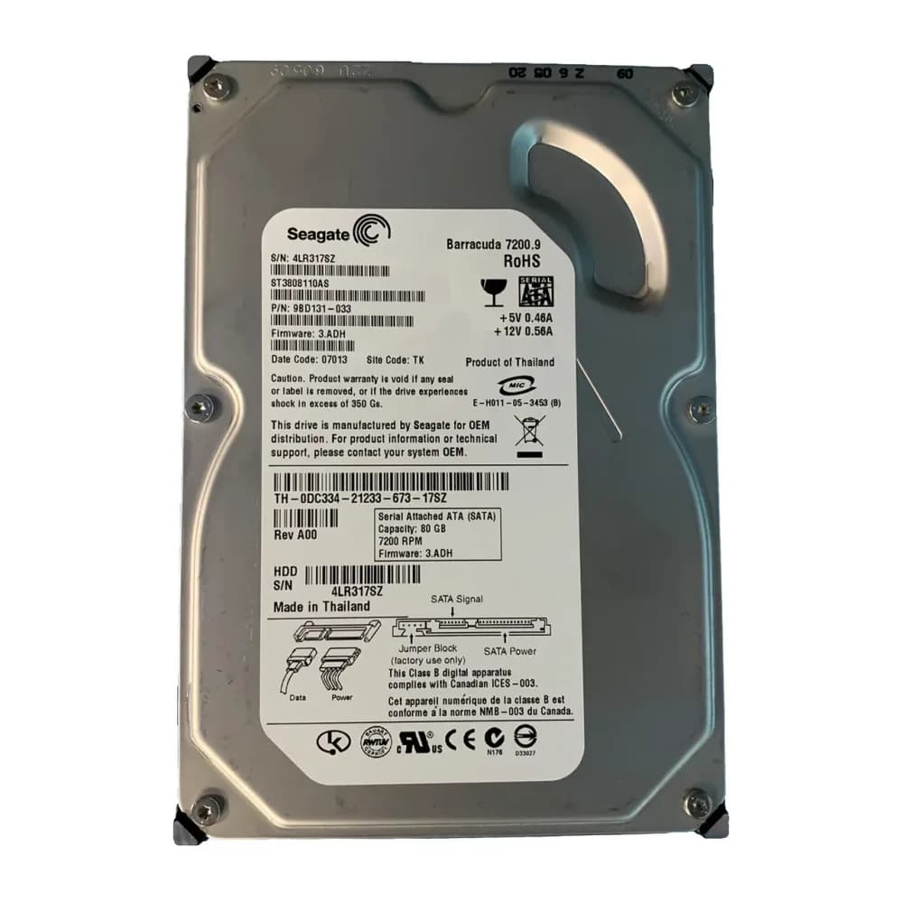 DC334 - Dell 80GB 7200RPM SATA 3Gb/s 3.5-in Hard Drive
