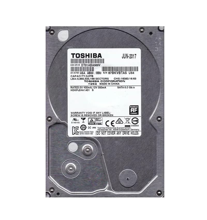 DT01ABA300V - Toshiba 3TB 5940RPM SATA 6Gb/s 32MB Cache 3.5" HDD