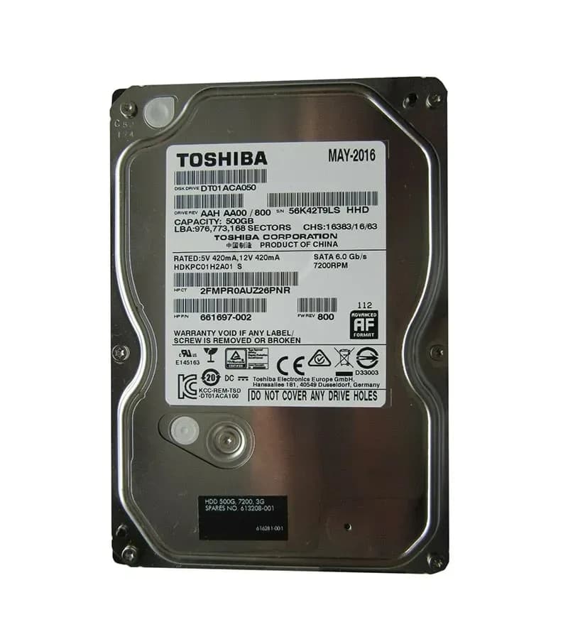 DT01ACA050 - Toshiba 500GB 7200RPM SATA 6Gb/s 3.5-in Hard Drive