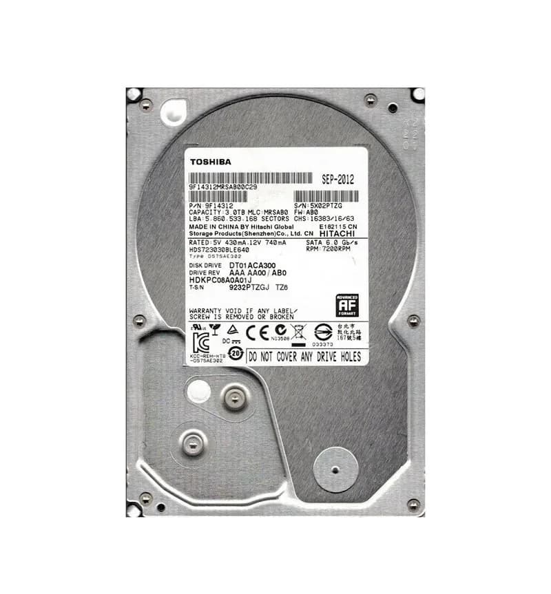 DT01ACA300 - Toshiba 3TB 7200RPM SATA 6Gb/s 3.5-in Hard Drive