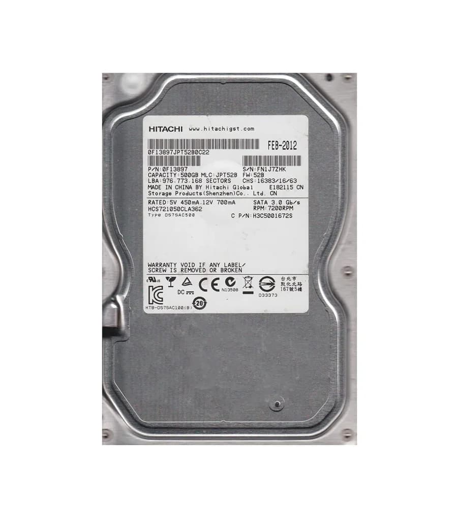 H3C5001672S - Hitachi 500GB 7200RPM SATA 3Gb/s 3.5-in Hard Drive