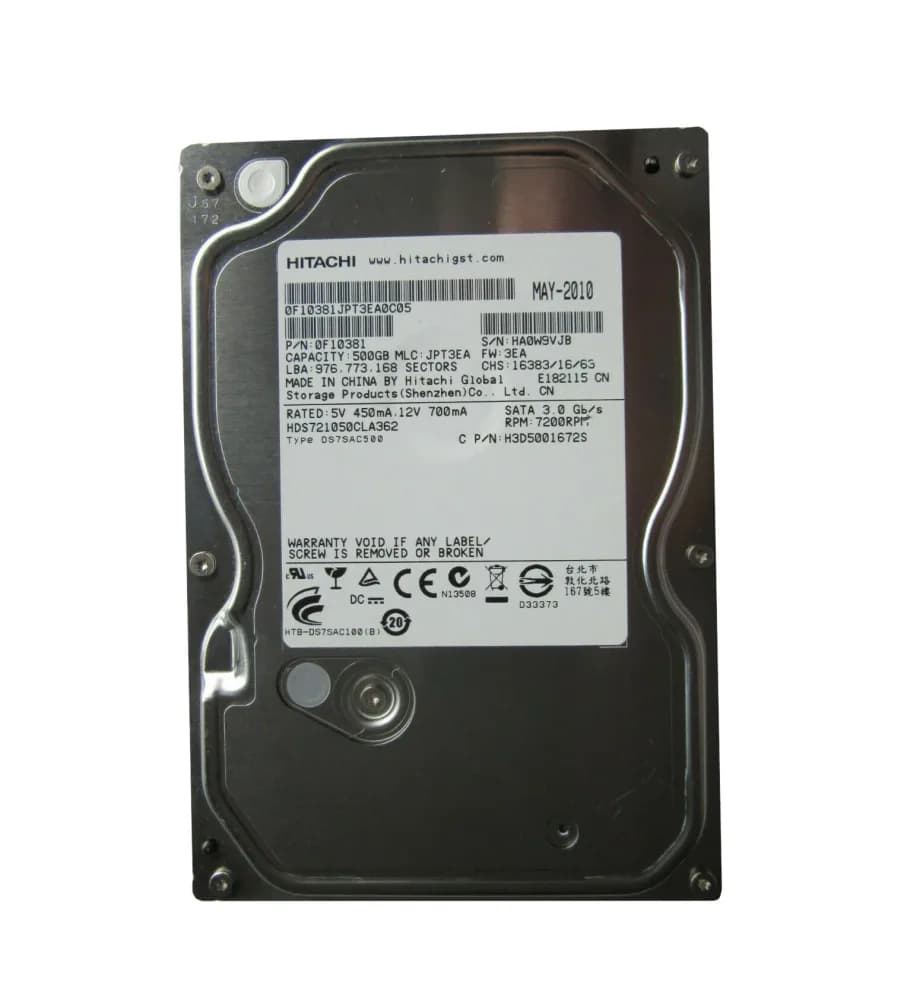 H3D5001672S - HGST 500GB 7200RPM SATA 3Gb/s 3.5-in Hard Drive