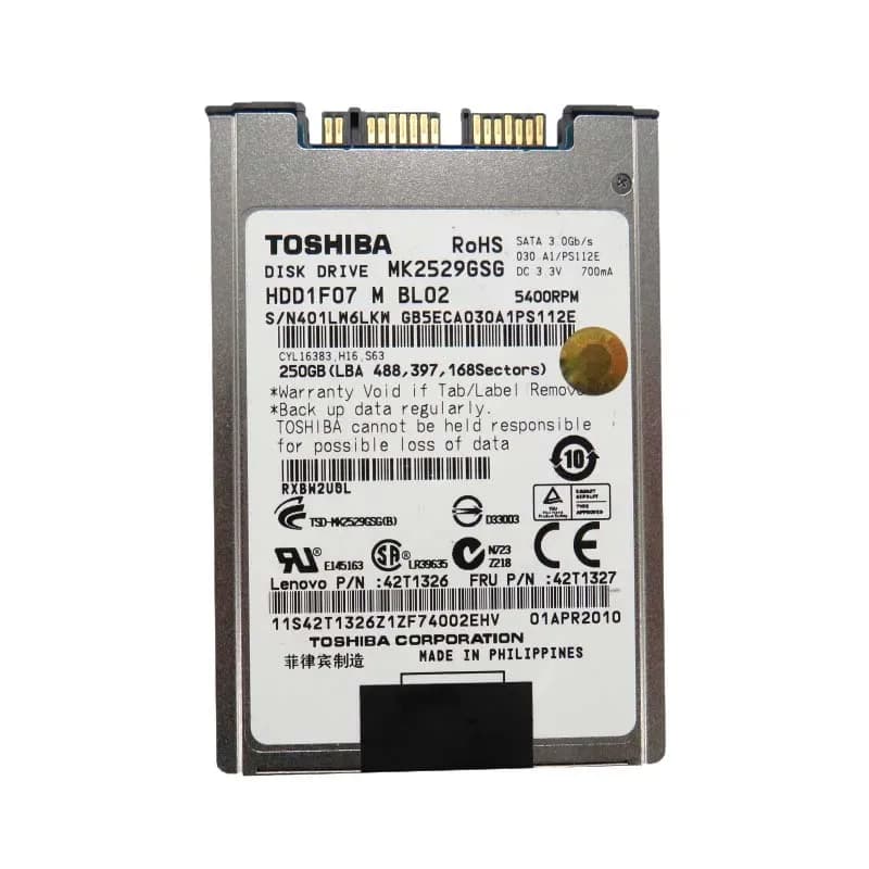MK2529GSGF - Toshiba 250GB 5400RPM SATA 3Gb/s 1.8-in Hard Drive