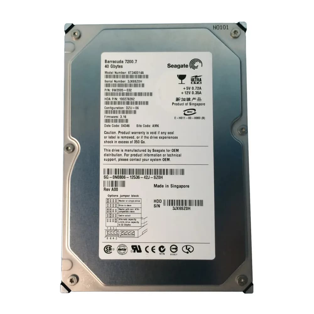 N0806 - Dell 40GB 3.5-inch ATA/100 7200RPM Hard Drive