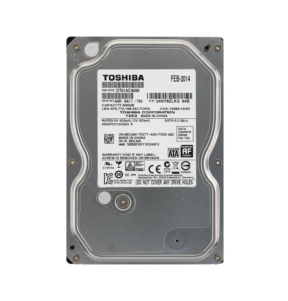 RXJWX - Dell 500GB 7200RPM SATA 6Gb/s 3.5-in Hard Drive