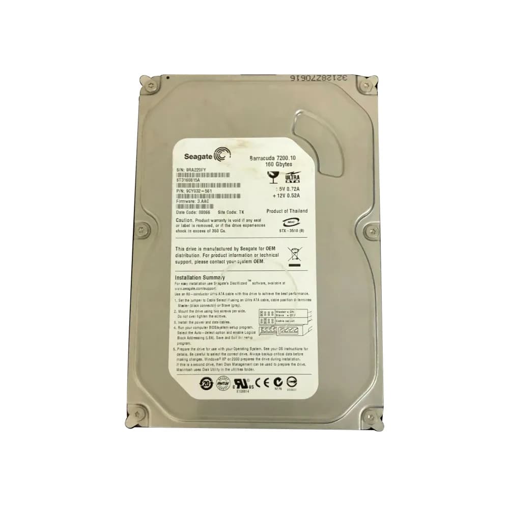 ST3160815A - Seagate 160GB 7200RPM ATA/100 3.5-inch Hard Drive