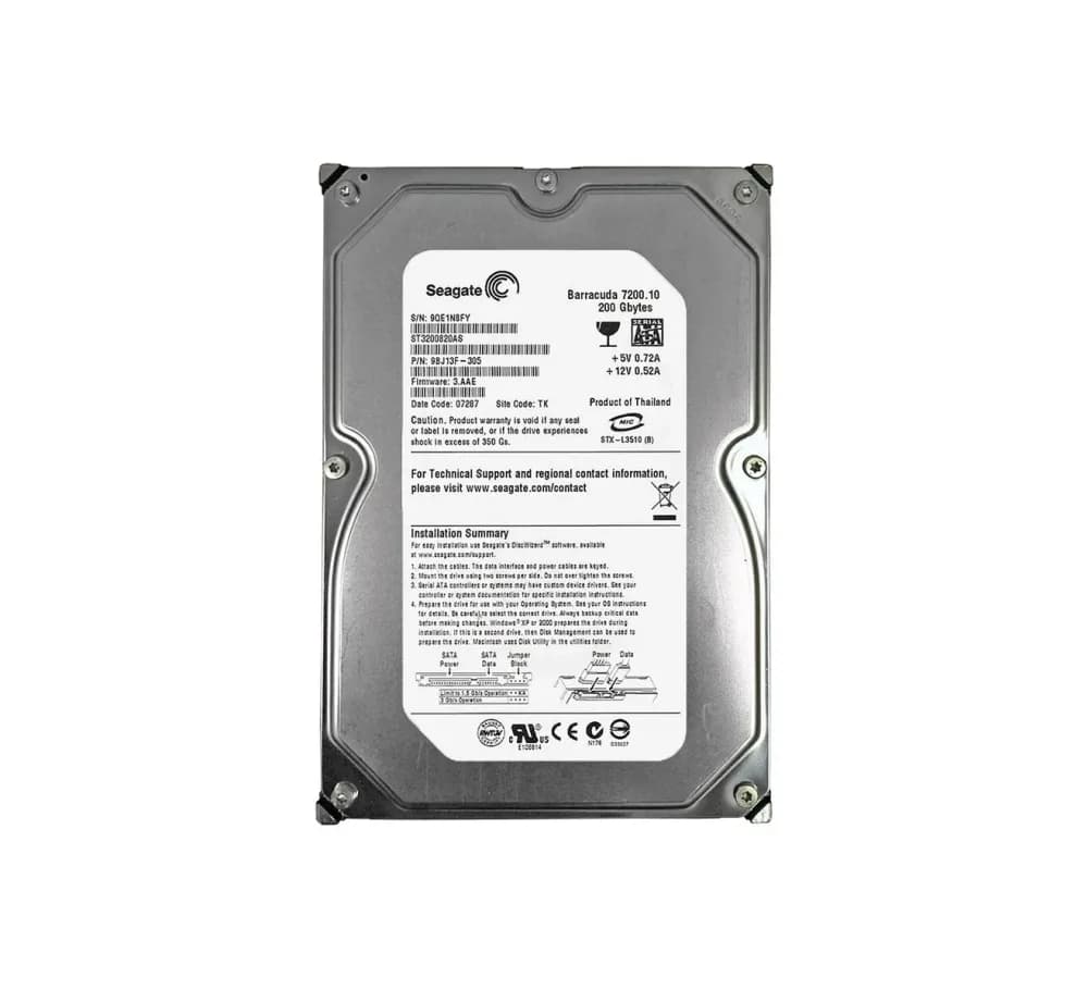 ST3200820AS - Seagate 200GB 7200RPM SATA 3Gb/s 3.5-in Hard Drive