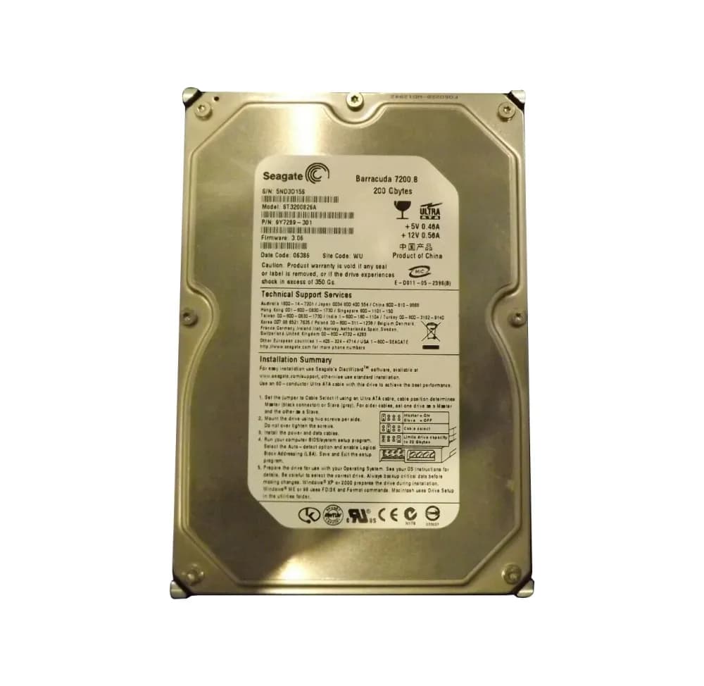 ST3200826A - Seagate 200GB 7200RPM ATA/100 3.5-inch Hard Drive