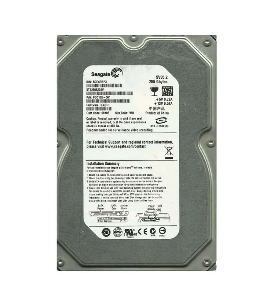 ST3250820SV - Seagate 250GB 7200RPM SATA 3Gb/s 3.5-in Hard Drive