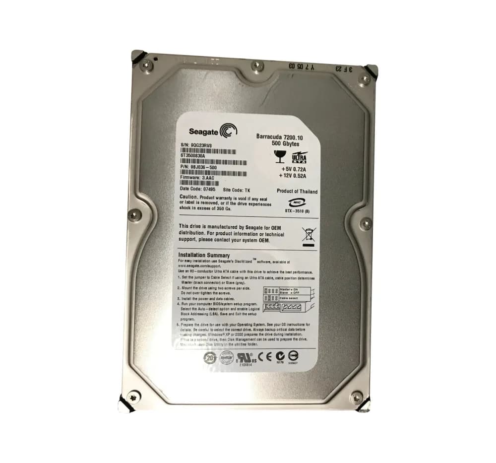 ST3500830A - Seagate 500GB 7200RPM ATA/100 3.5-inch Hard Drive