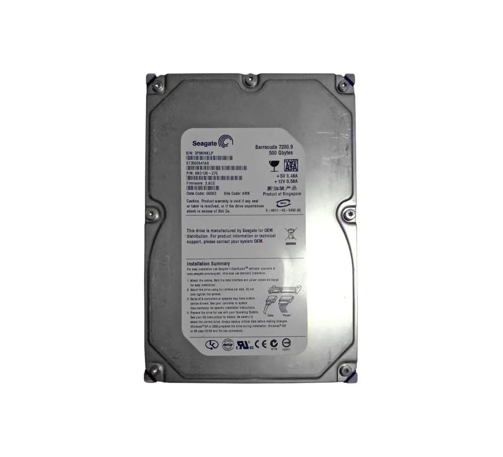 ST3500841AS - Seagate 500GB 7200RPM SATA 3Gb/s 3.5-in Hard Drive