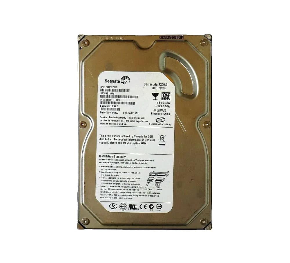 ST3802110AS - Seagate 80GB 7200RPM SATA 3Gb/s 3.5-in Hard Drive