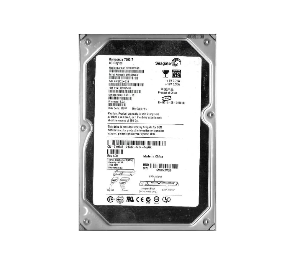 ST380819AS - Seagate 80GB 7200RPM SATA 3Gb/s 3.5-in Hard Drive