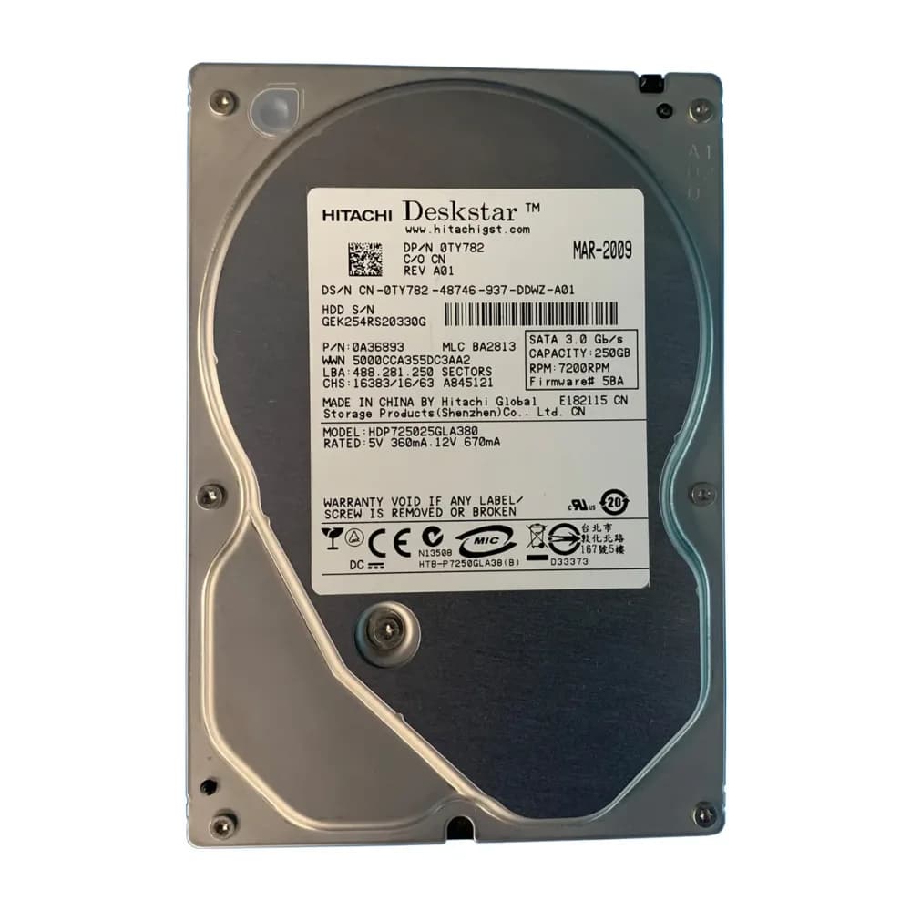 TY782 - Dell 250GB 7200RPM SATA 3Gb/s 3.5-in Hard Drive