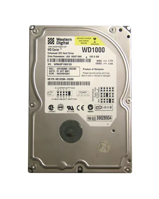 WD1000BB - WD Caviar 100GB 7200RPM EIDE 2MB Cache 3.5-Inch Hard Drive