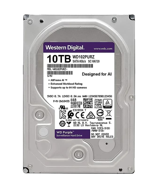 WD102PURZ - Western Digital 10TB 7200RPM SATA 6Gb/s 3.5-in Hard Drive