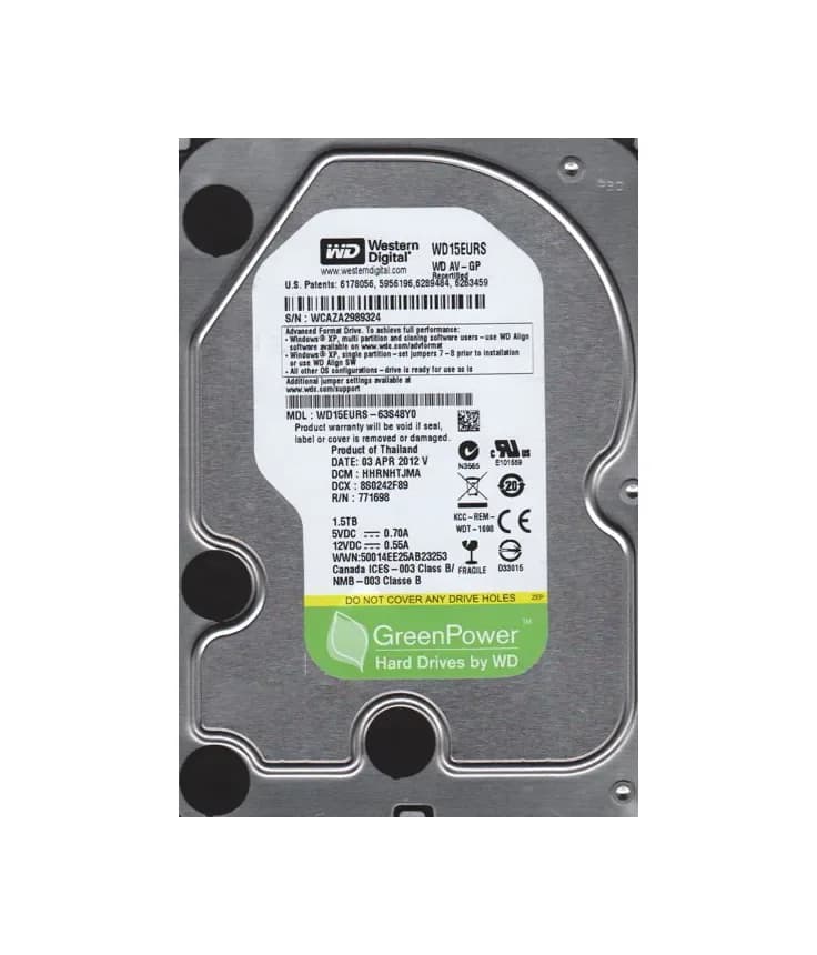 WD15EURS - Western Digital 1.5TB 5400RPM SATA 3Gb/s 3.5-in Hard Drive