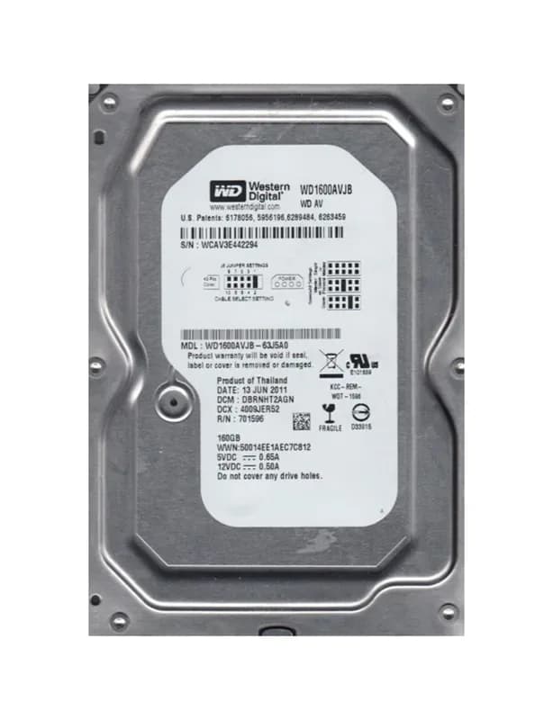 WD1600AVJB - WD AV 160GB 7200RPM PATA 8MB Cache (RoHS) 3.5" Hard Drive