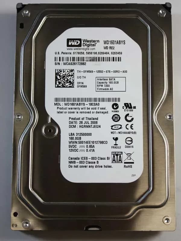 WD1601ABYS - WD 160GB 7200RPM SATA 3Gb/s 3.5-in HDD