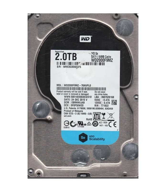 WD2000F9MZ - WD 2TB 7200RPM SATA 6Gb/s 3.5-in HDD