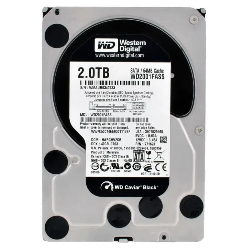 WD2001FASS - WD 2TB 7200RPM SATA 3Gb/s 3.5-in HDD