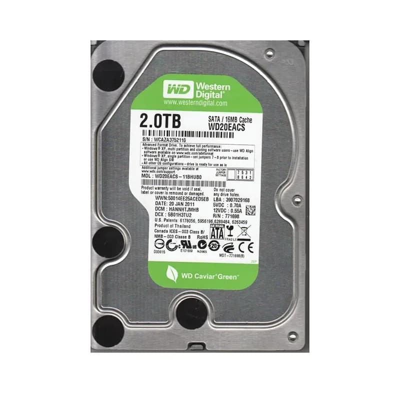 WD20EACS - Western Digital 2TB 5400RPM SATA 3Gb/s 3.5-in Hard Drive