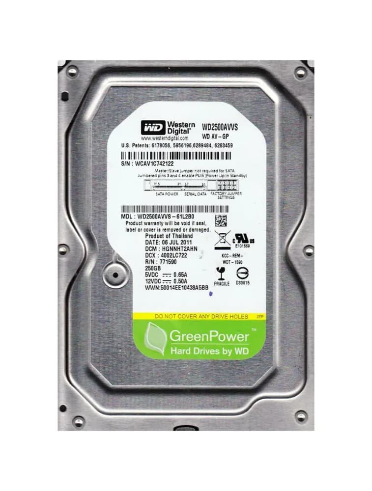 WD2500AVVS - WD 250GB 7200RPM SATA 3Gb/s 3.5-in HDD